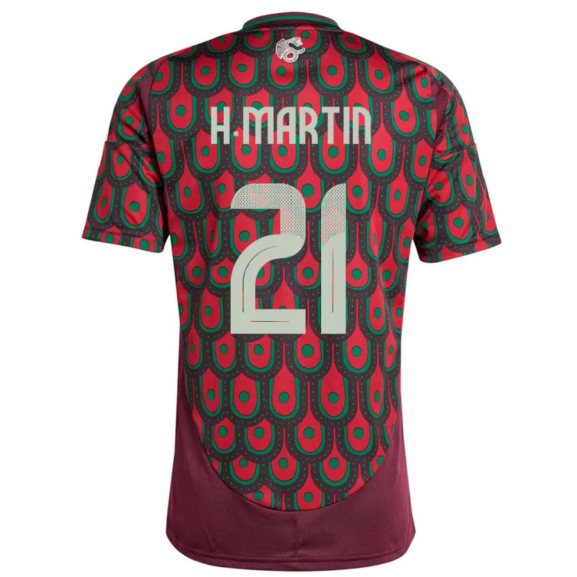 Danxen Hombre Camiseta México Henry Martin #21 Granate 1ª Equipación 24-26 La Camisa México
