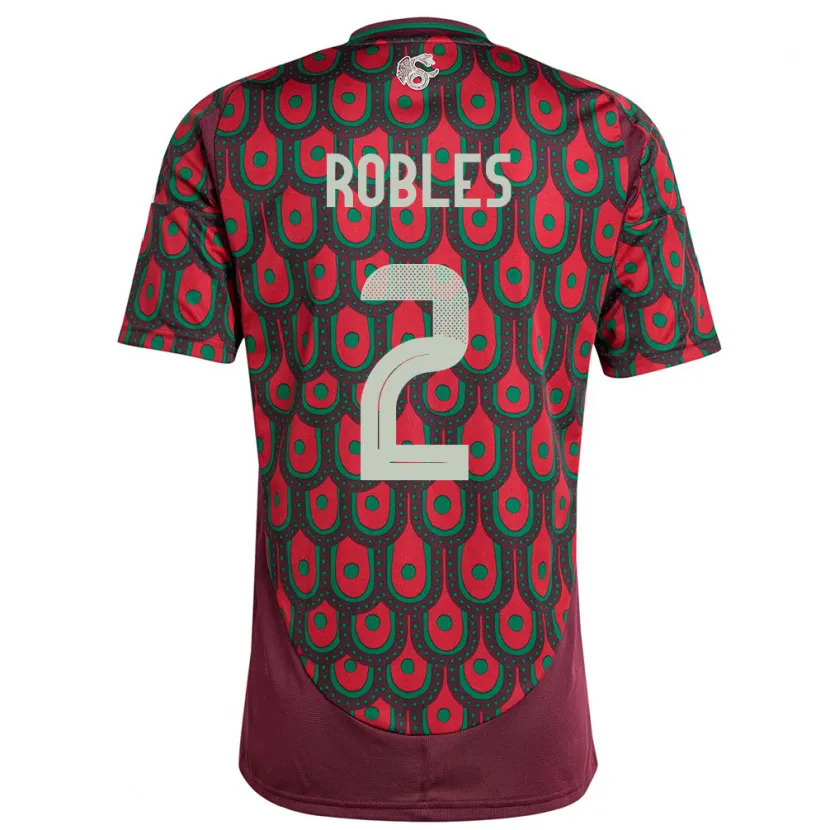 Danxen Hombre Camiseta México Kenti Robles #2 Granate 1ª Equipación 24-26 La Camisa México