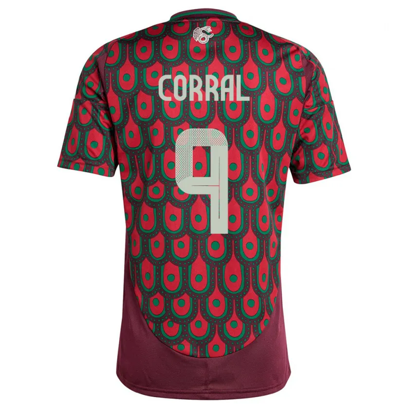 Danxen Hombre Camiseta México Charlyn Corral #9 Granate 1ª Equipación 24-26 La Camisa México