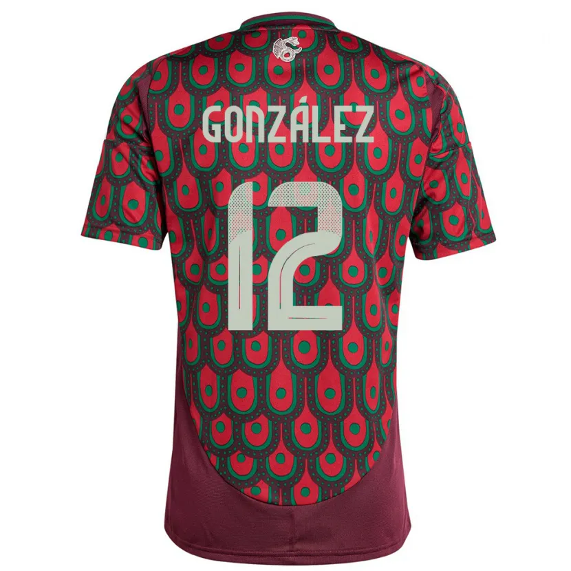 Danxen Hombre Camiseta México Itzel Gonzalez #12 Granate 1ª Equipación 24-26 La Camisa México