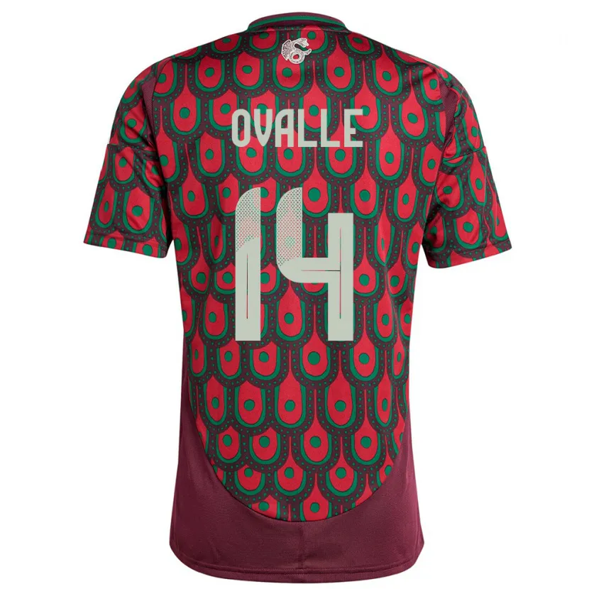 Danxen Hombre Camiseta México Jacqueline Ovalle #14 Granate 1ª Equipación 24-26 La Camisa México
