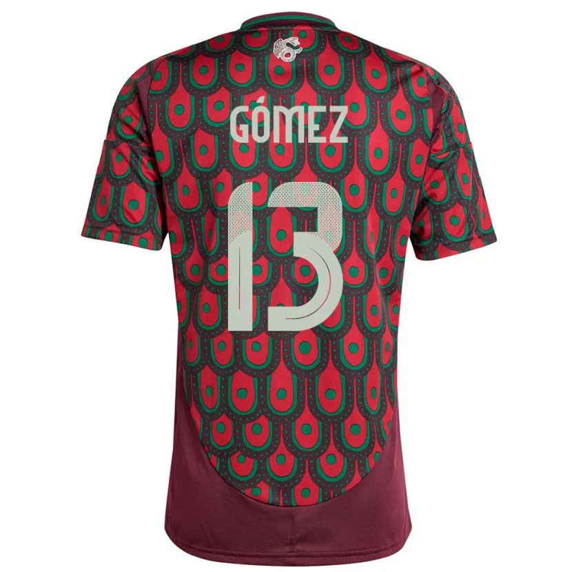 Danxen Hombre Camiseta México Diego Gomez #13 Granate 1ª Equipación 24-26 La Camisa México