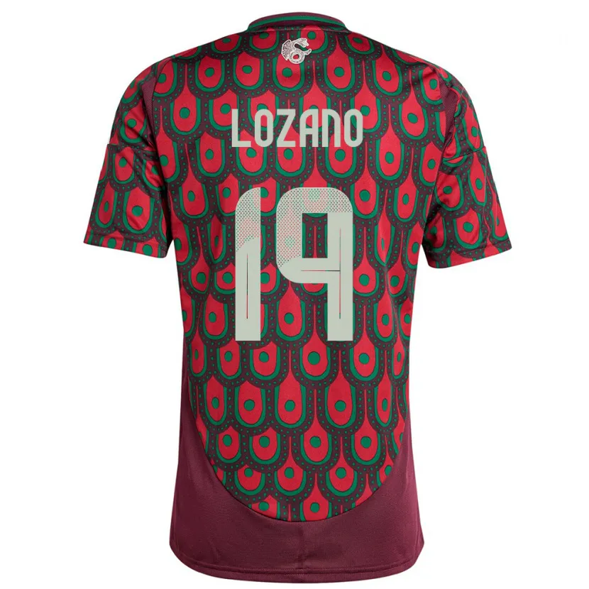 Danxen Hombre Camiseta México Esteban Lozano #19 Granate 1ª Equipación 24-26 La Camisa México