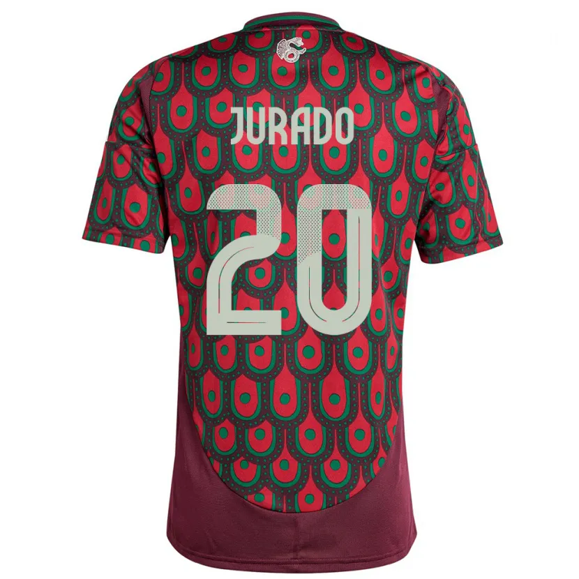 Danxen Hombre Camiseta México Heriberto Jurado #20 Granate 1ª Equipación 24-26 La Camisa México