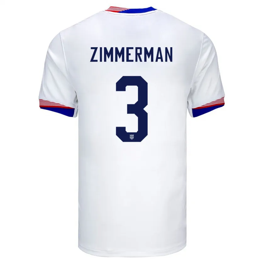 Danxen Hombre Camiseta Estados Unidos Walker Zimmerman #3 Blanco 1ª Equipación 24-26 La Camisa México