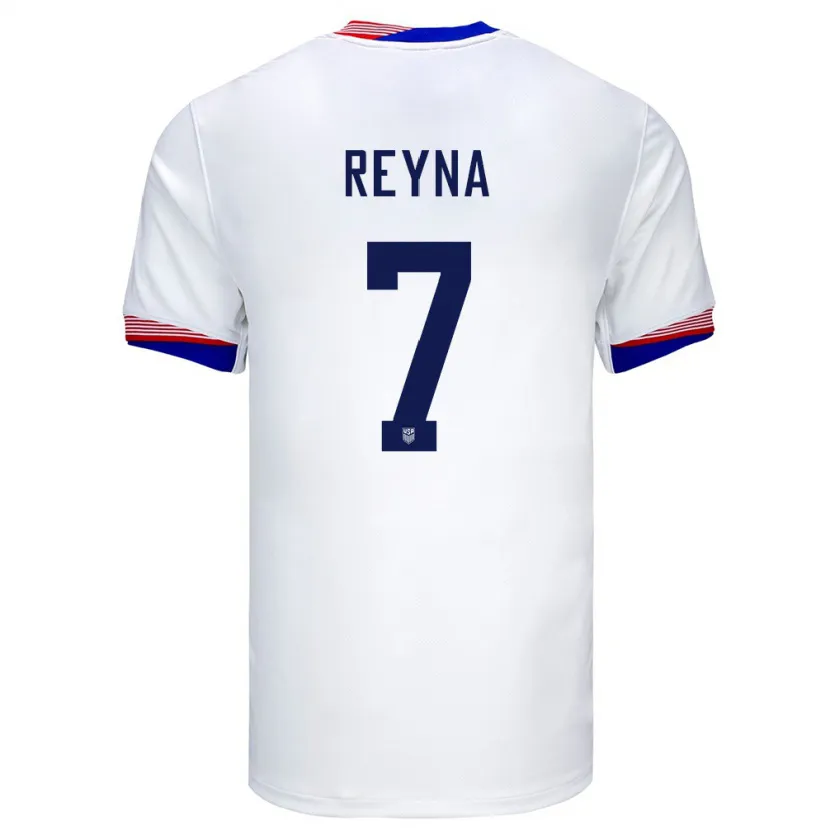 Danxen Hombre Camiseta Estados Unidos Giovanni Reyna #7 Blanco 1ª Equipación 24-26 La Camisa México