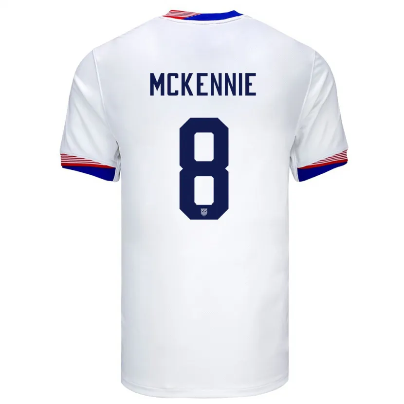 Danxen Hombre Camiseta Estados Unidos Weston Mckennie #8 Blanco 1ª Equipación 24-26 La Camisa México
