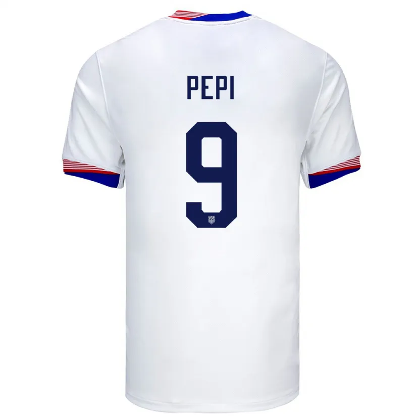 Danxen Hombre Camiseta Estados Unidos Ricardo Pepi #9 Blanco 1ª Equipación 24-26 La Camisa México