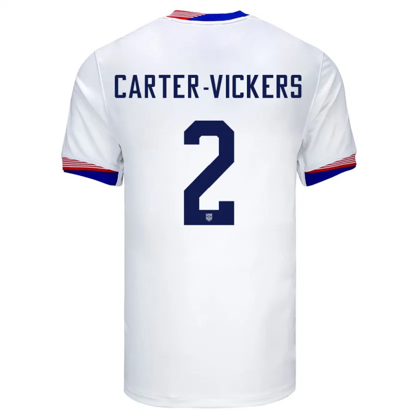 Danxen Hombre Camiseta Estados Unidos Cameron Carter-Vickers #2 Blanco 1ª Equipación 24-26 La Camisa México