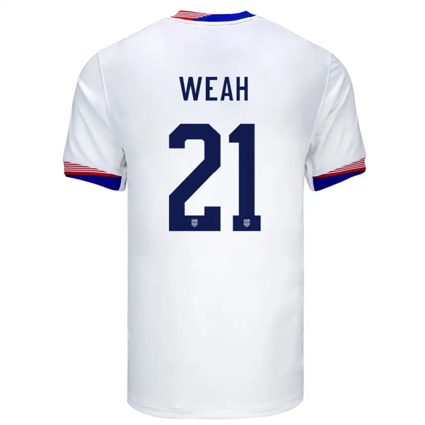 Danxen Hombre Camiseta Estados Unidos Timothy Weah #21 Blanco 1ª Equipación 24-26 La Camisa México