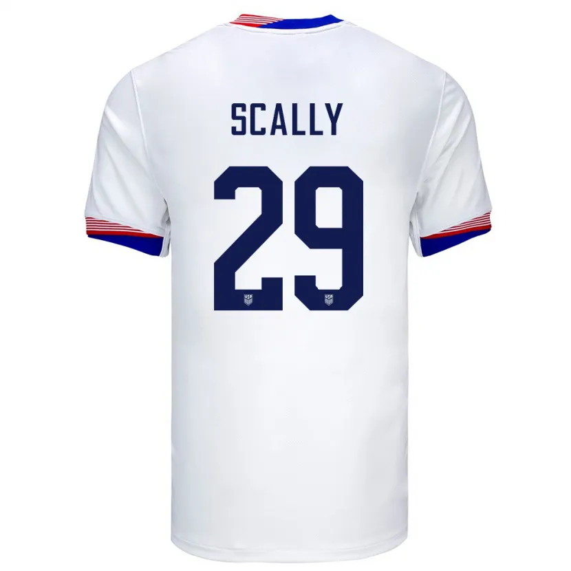Danxen Hombre Camiseta Estados Unidos Joseph Scally #29 Blanco 1ª Equipación 24-26 La Camisa México
