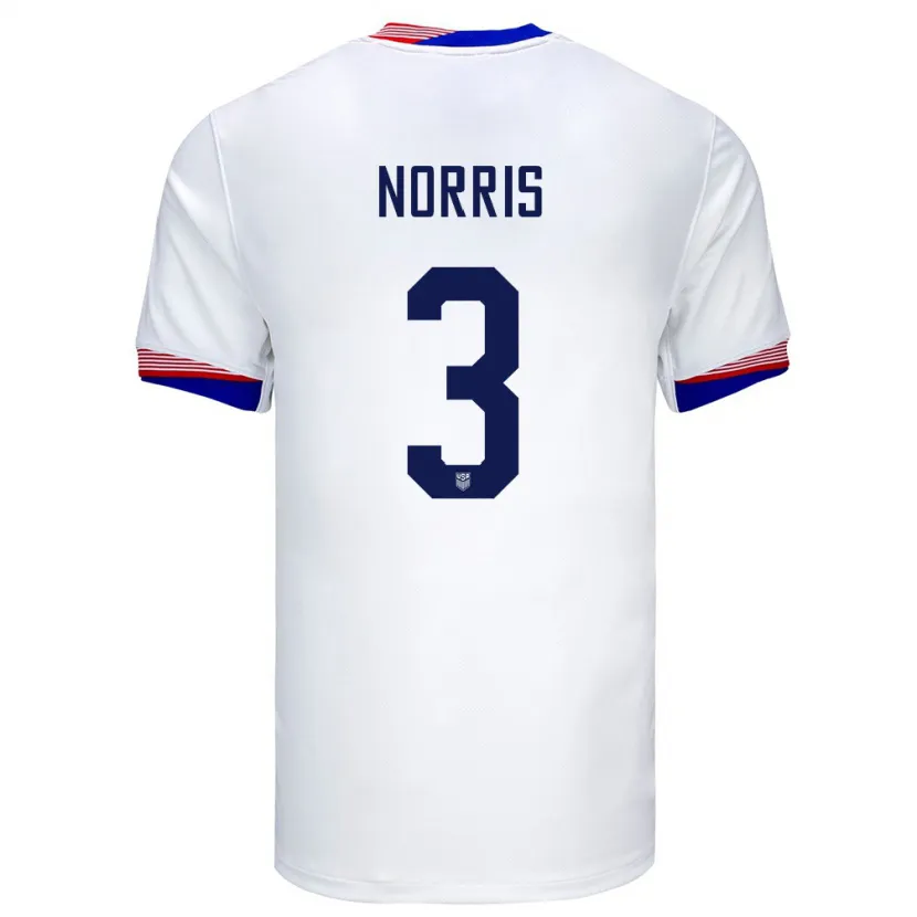 Danxen Hombre Camiseta Estados Unidos Nolan Norris #3 Blanco 1ª Equipación 24-26 La Camisa México