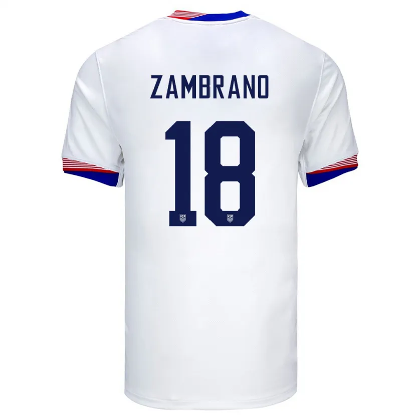 Danxen Hombre Camiseta Estados Unidos Marcos Zambrano #18 Blanco 1ª Equipación 24-26 La Camisa México