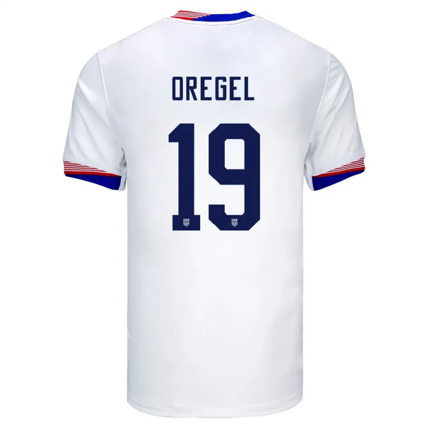 Danxen Hombre Camiseta Estados Unidos Sergio Oregel #19 Blanco 1ª Equipación 24-26 La Camisa México