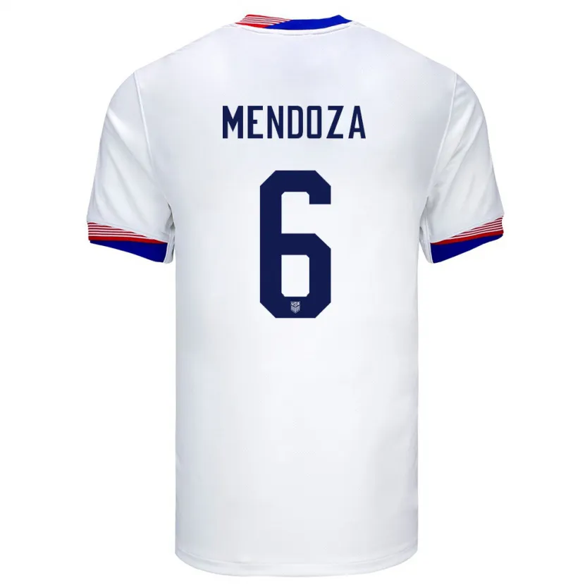 Danxen Hombre Camiseta Estados Unidos Edwyn Mendoza #6 Blanco 1ª Equipación 24-26 La Camisa México