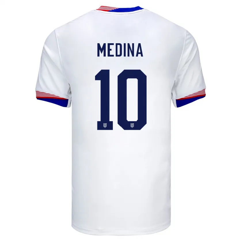Danxen Hombre Camiseta Estados Unidos Cruz Medina #10 Blanco 1ª Equipación 24-26 La Camisa México