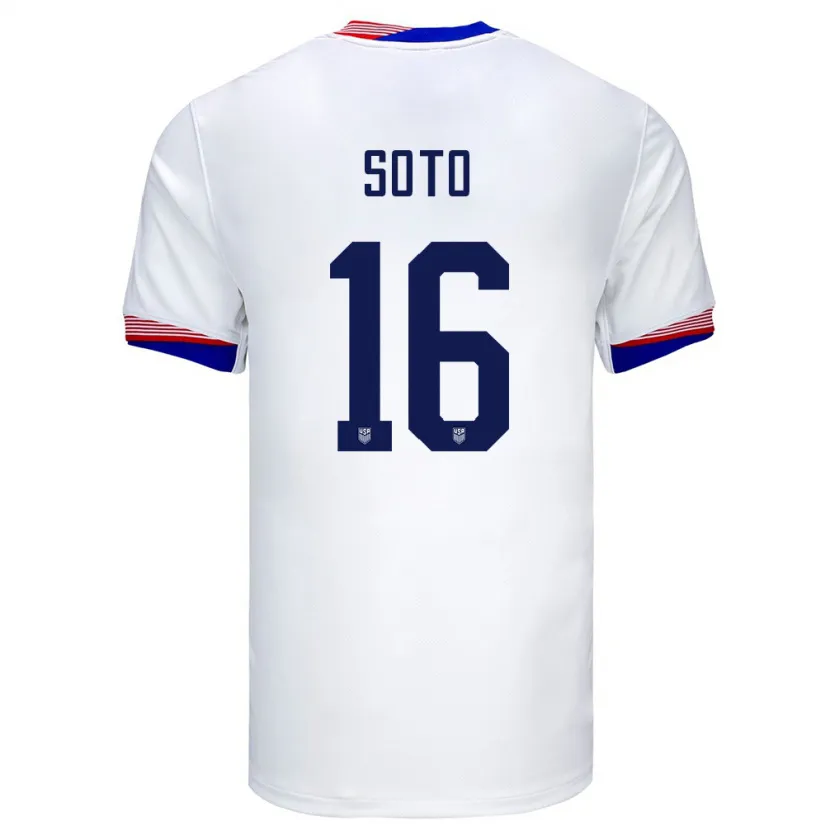 Danxen Hombre Camiseta Estados Unidos Ezekiel Soto #16 Blanco 1ª Equipación 24-26 La Camisa México