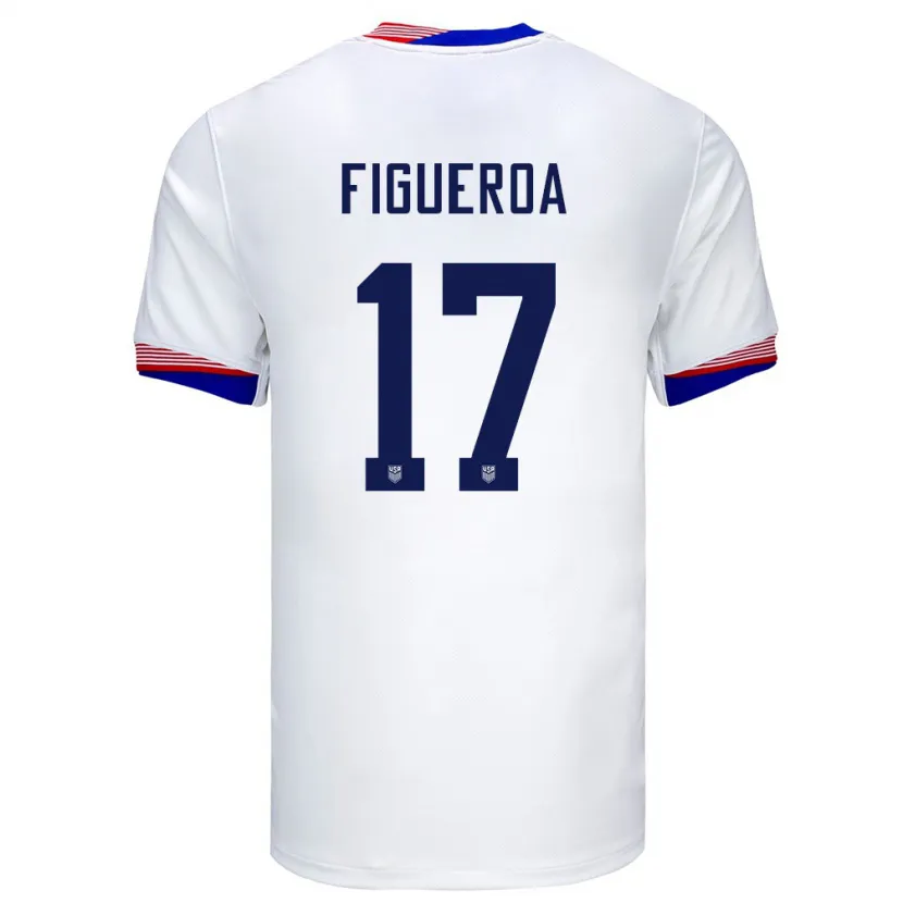 Danxen Hombre Camiseta Estados Unidos Keyrol Figueroa #17 Blanco 1ª Equipación 24-26 La Camisa México