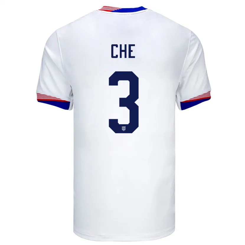 Danxen Hombre Camiseta Estados Unidos Justin Che #3 Blanco 1ª Equipación 24-26 La Camisa México