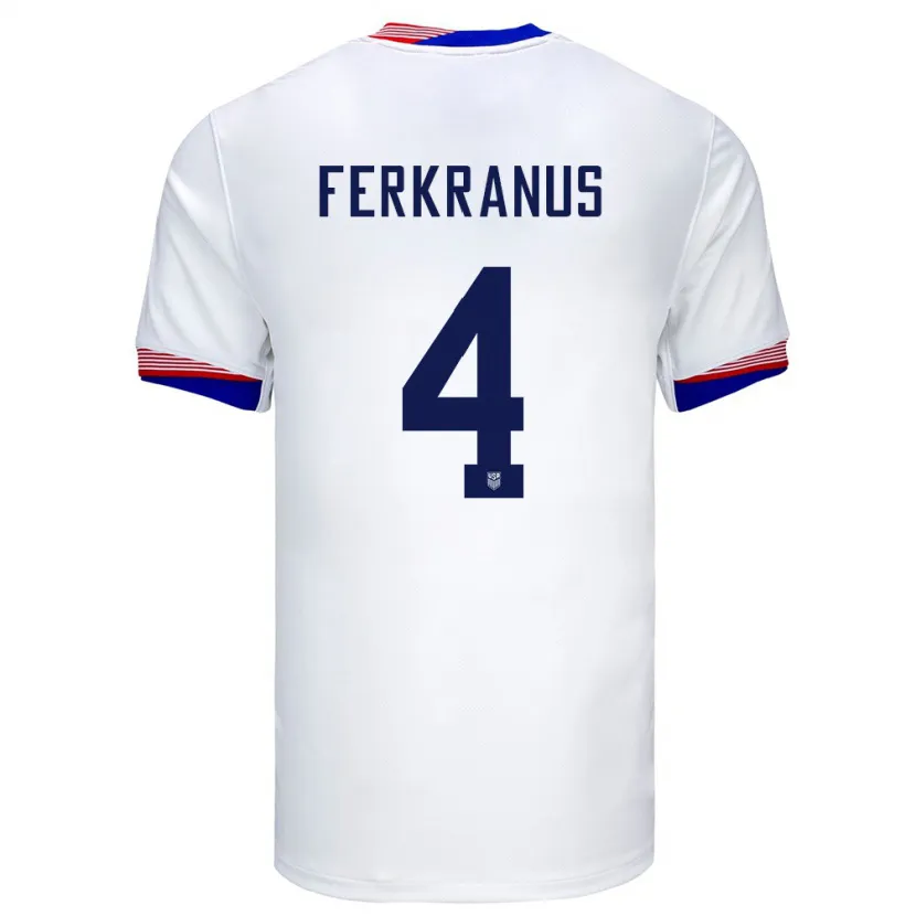 Danxen Hombre Camiseta Estados Unidos Marcus Ferkranus #4 Blanco 1ª Equipación 24-26 La Camisa México