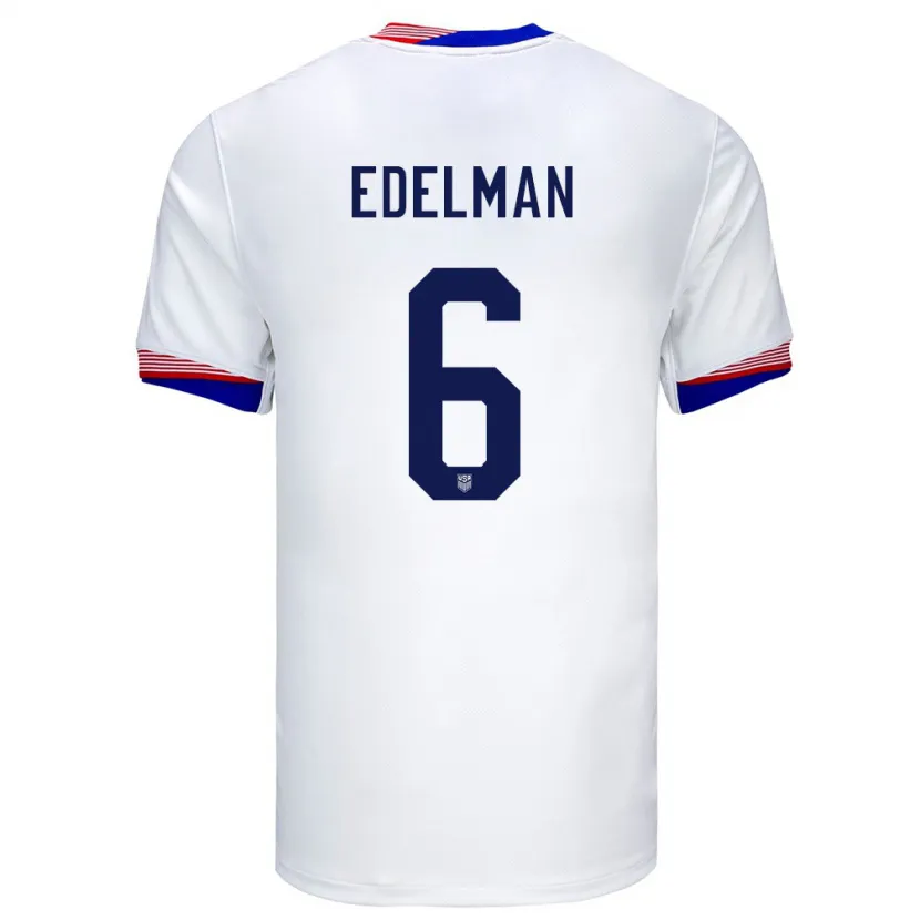 Danxen Hombre Camiseta Estados Unidos Daniel Edelman #6 Blanco 1ª Equipación 24-26 La Camisa México