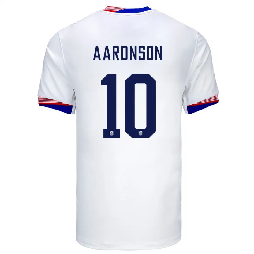 Danxen Hombre Camiseta Estados Unidos Paxten Aaronson #10 Blanco 1ª Equipación 24-26 La Camisa México