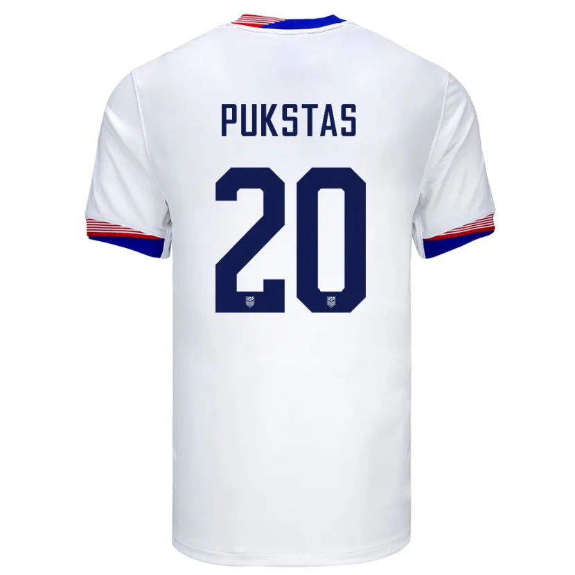 Danxen Hombre Camiseta Estados Unidos Rokas Pukstas #20 Blanco 1ª Equipación 24-26 La Camisa México