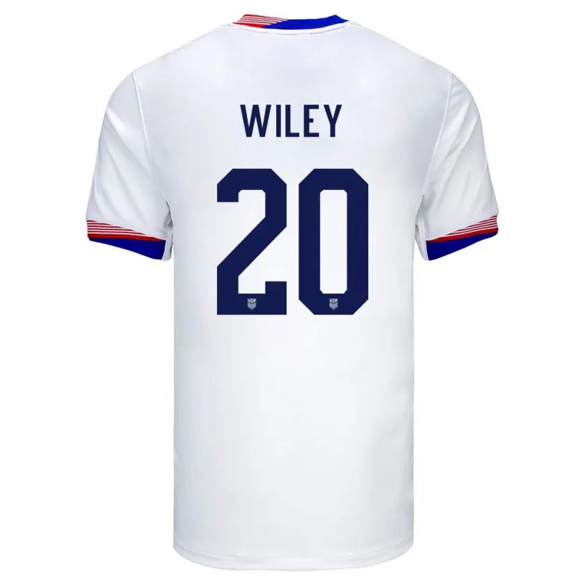 Danxen Hombre Camiseta Estados Unidos Caleb Wiley #20 Blanco 1ª Equipación 24-26 La Camisa México