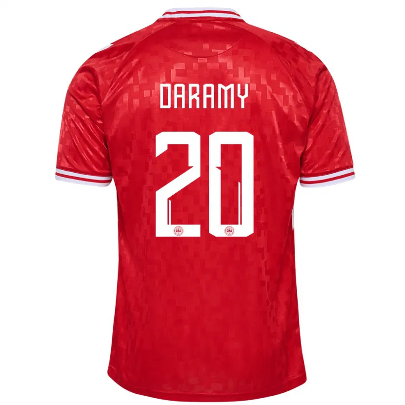 Danxen Hombre Camiseta Dinamarca Mohamed Daramy #20 Rojo 1ª Equipación 24-26 La Camisa México