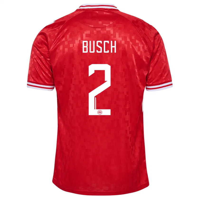 Danxen Hombre Camiseta Dinamarca Alexander Busch #2 Rojo 1ª Equipación 24-26 La Camisa México