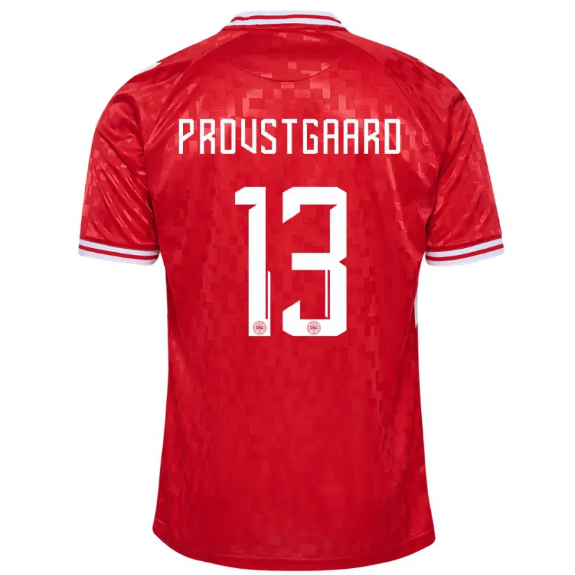 Danxen Hombre Camiseta Dinamarca Oliver Provstgaard #13 Rojo 1ª Equipación 24-26 La Camisa México