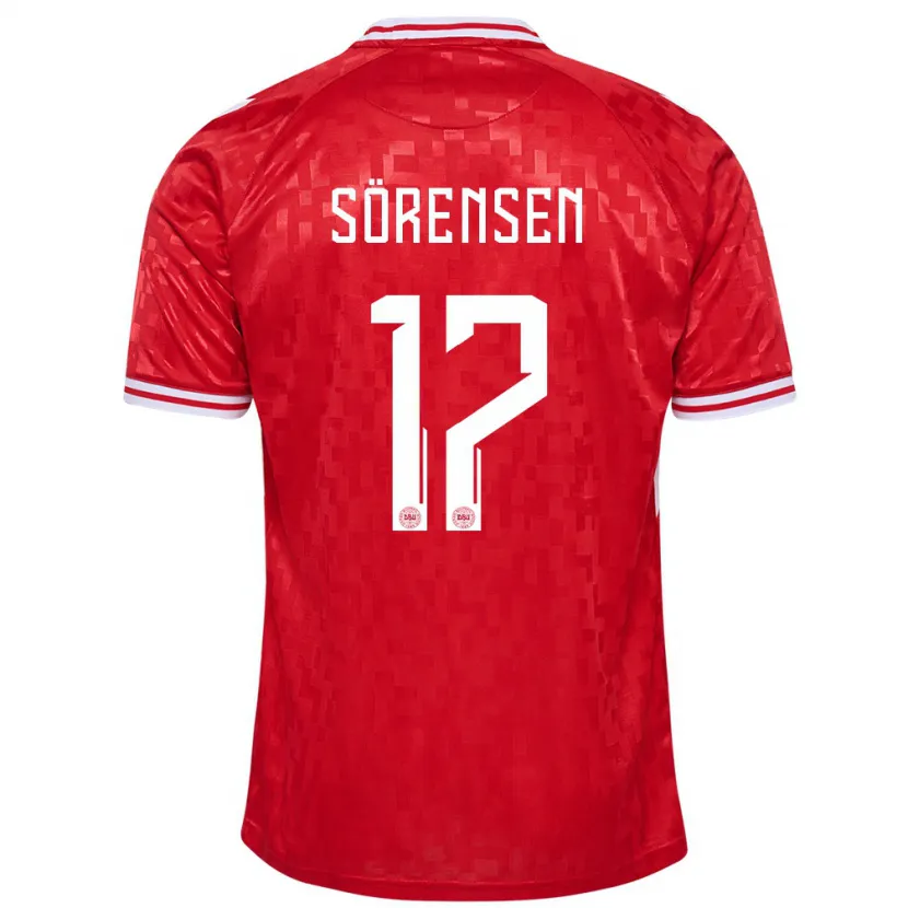 Danxen Hombre Camiseta Dinamarca Oliver Sörensen #17 Rojo 1ª Equipación 24-26 La Camisa México