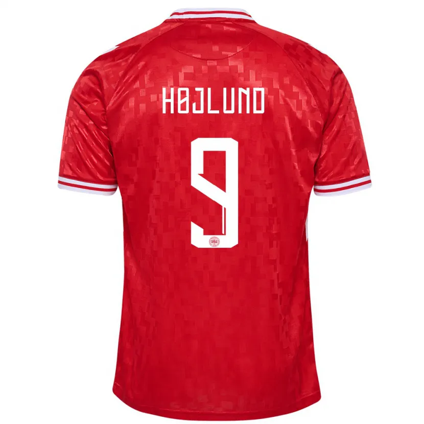 Danxen Hombre Camiseta Dinamarca Emil Højlund #9 Rojo 1ª Equipación 24-26 La Camisa México
