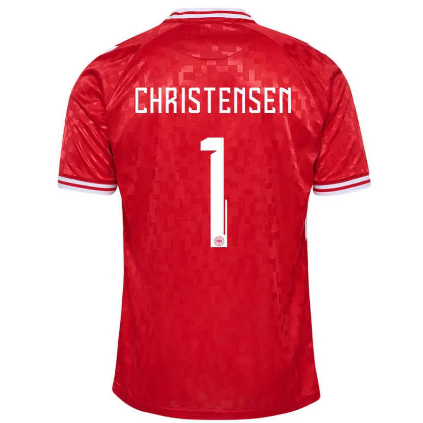Danxen Hombre Camiseta Dinamarca Lene Christensen #1 Rojo 1ª Equipación 24-26 La Camisa México