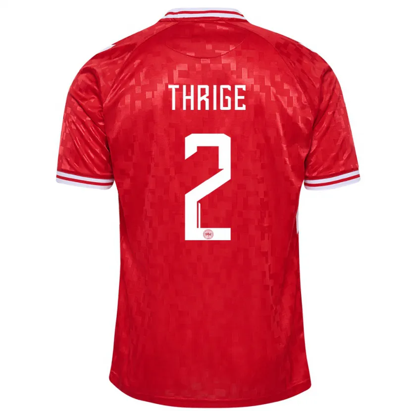 Danxen Hombre Camiseta Dinamarca Sara Thrige #2 Rojo 1ª Equipación 24-26 La Camisa México