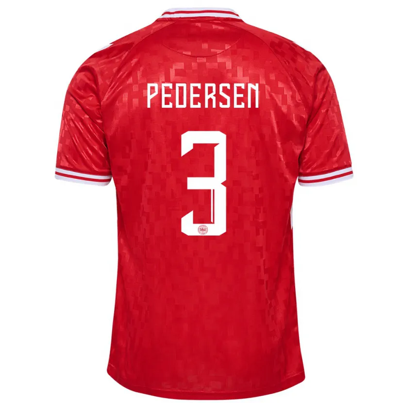 Danxen Hombre Camiseta Dinamarca Stine Ballisager Pedersen #3 Rojo 1ª Equipación 24-26 La Camisa México