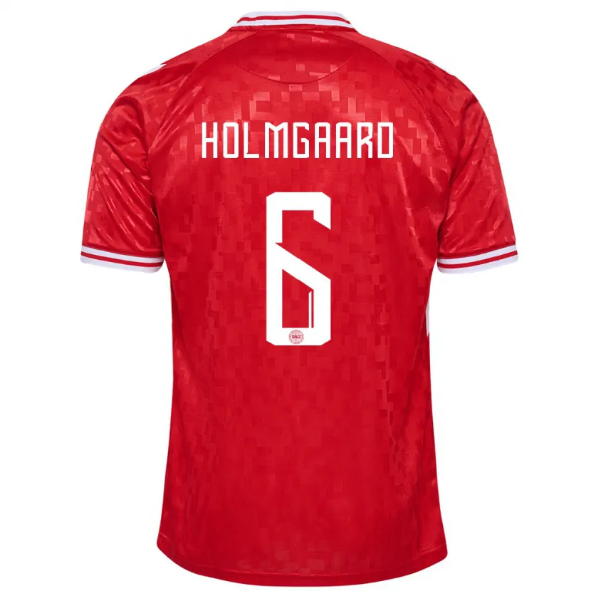 Danxen Hombre Camiseta Dinamarca Karen Holmgaard #6 Rojo 1ª Equipación 24-26 La Camisa México