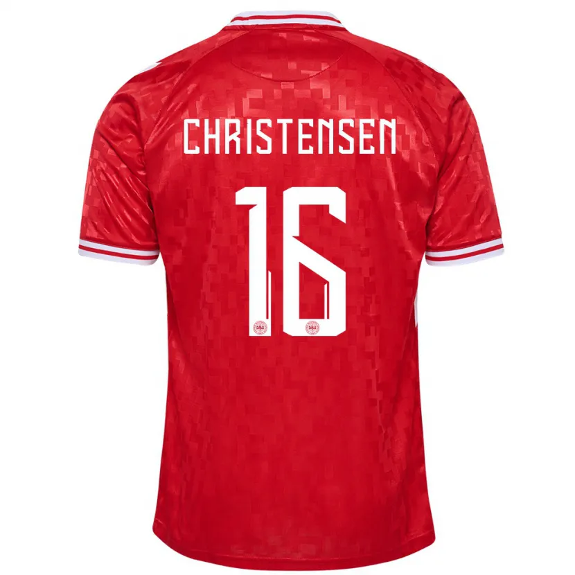 Danxen Hombre Camiseta Dinamarca Oliver Christensen #16 Rojo 1ª Equipación 24-26 La Camisa México