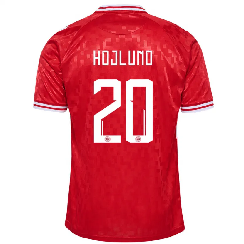 Danxen Hombre Camiseta Dinamarca Rasmus Hojlund #20 Rojo 1ª Equipación 24-26 La Camisa México