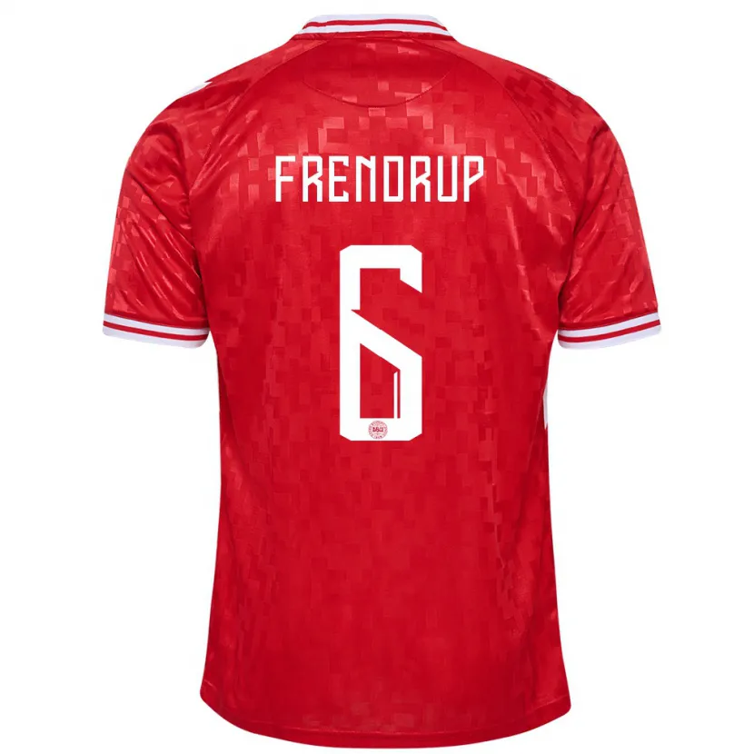 Danxen Hombre Camiseta Dinamarca Morten Frendrup #6 Rojo 1ª Equipación 24-26 La Camisa México