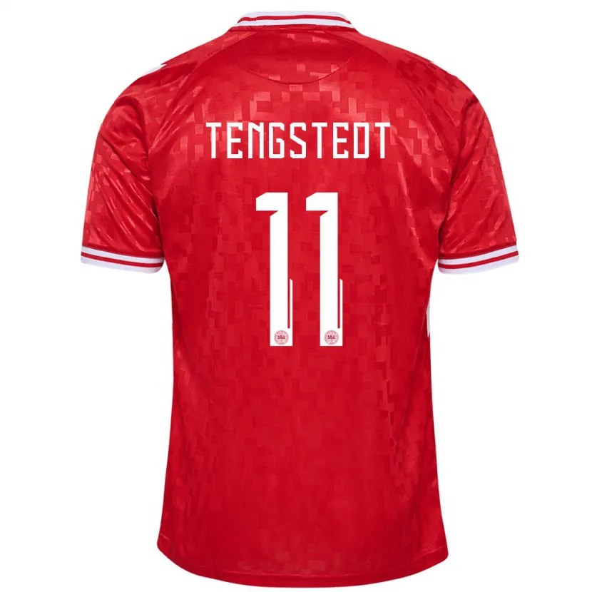 Danxen Hombre Camiseta Dinamarca Casper Tengstedt #11 Rojo 1ª Equipación 24-26 La Camisa México