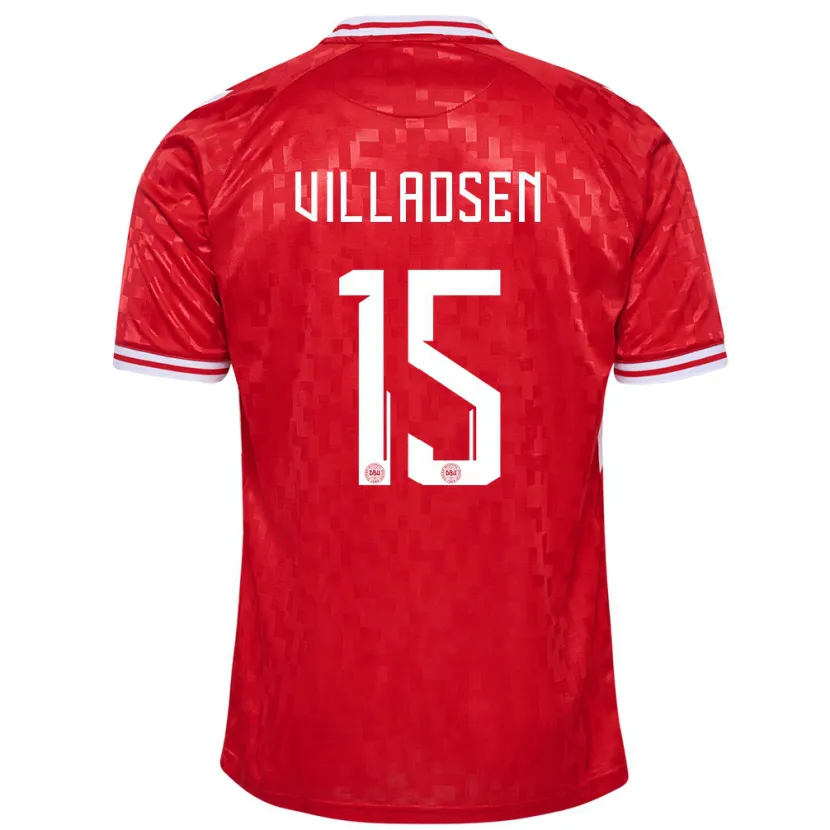Danxen Hombre Camiseta Dinamarca Oliver Villadsen #15 Rojo 1ª Equipación 24-26 La Camisa México