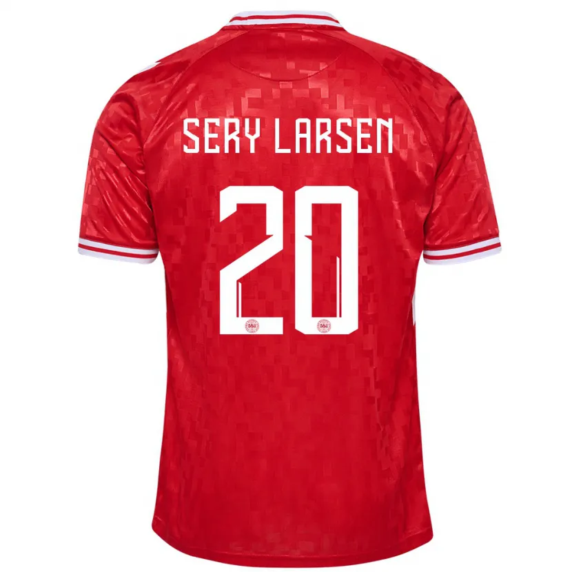 Danxen Hombre Camiseta Dinamarca Japhet Sery Larsen #20 Rojo 1ª Equipación 24-26 La Camisa México