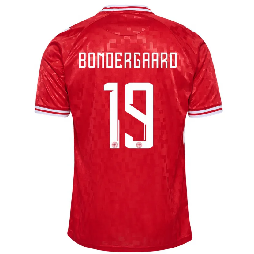 Danxen Hombre Camiseta Dinamarca Asbjorn Bondergaard #19 Rojo 1ª Equipación 24-26 La Camisa México