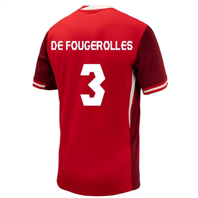 Danxen Hombre Camiseta Canadá Luc De Fougerolles #3 Rojo 1ª Equipación 24-26 La Camisa México
