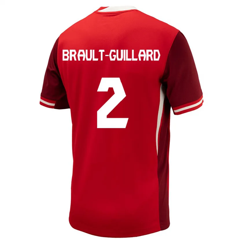 Danxen Hombre Camiseta Canadá Zachary Brault-Guillard #2 Rojo 1ª Equipación 24-26 La Camisa México