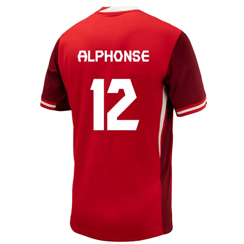 Danxen Hombre Camiseta Canadá Jefferson Alphonse #12 Rojo 1ª Equipación 24-26 La Camisa México