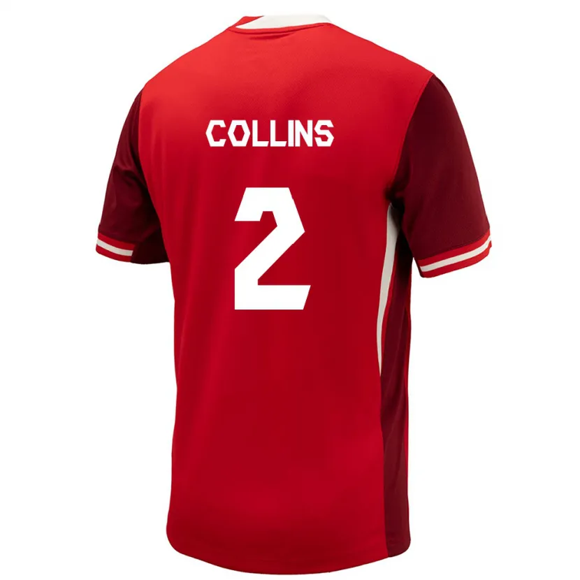 Danxen Hombre Camiseta Canadá Sydney Collins #2 Rojo 1ª Equipación 24-26 La Camisa México