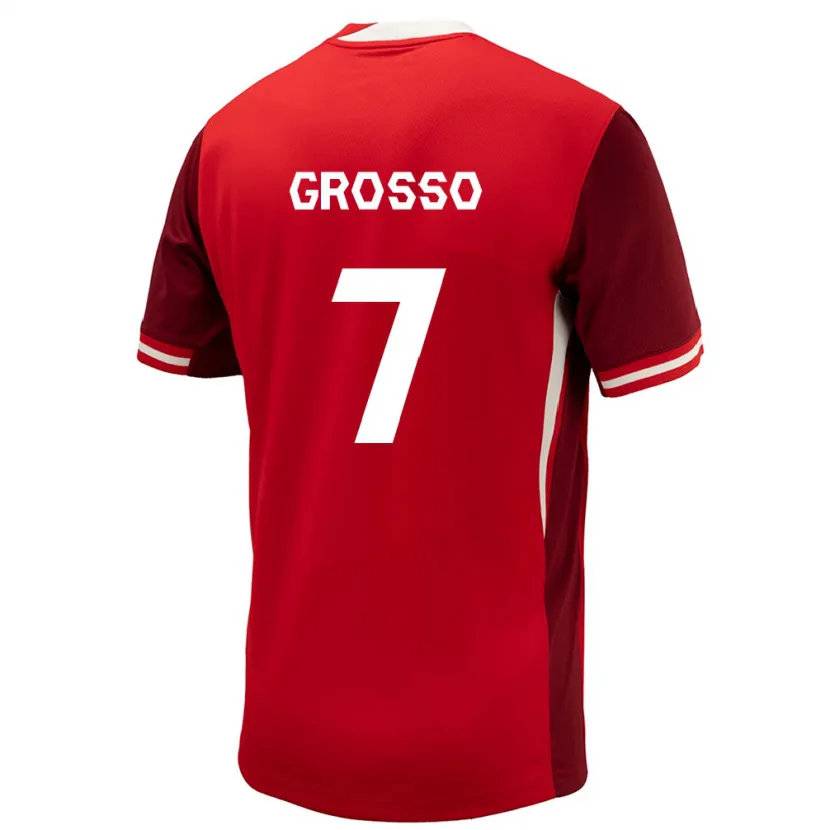 Danxen Hombre Camiseta Canadá Julia Grosso #7 Rojo 1ª Equipación 24-26 La Camisa México