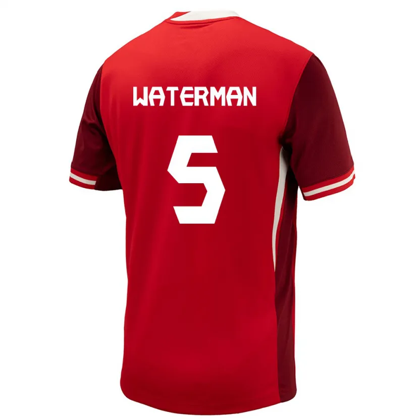 Danxen Hombre Camiseta Canadá Joel Waterman #5 Rojo 1ª Equipación 24-26 La Camisa México